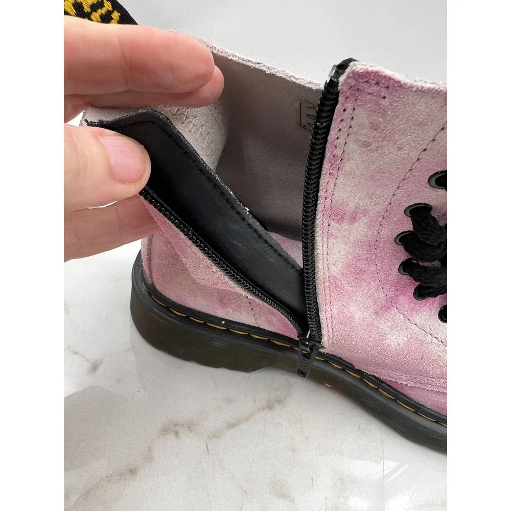 Dr. Martens 1460 Boots Junior Size 3 Pascal J Pink Tie Dye Suede Lace Up